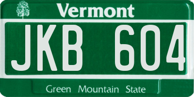 VT license plate JKB604
