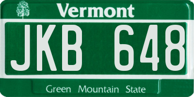 VT license plate JKB648