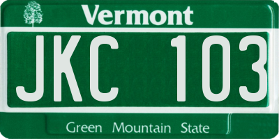 VT license plate JKC103