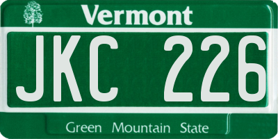 VT license plate JKC226