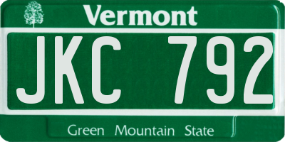 VT license plate JKC792