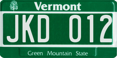 VT license plate JKD012