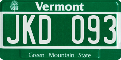 VT license plate JKD093