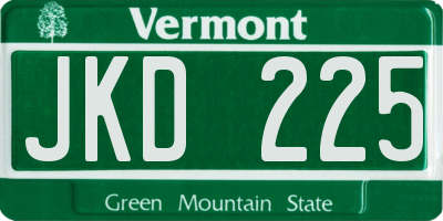 VT license plate JKD225