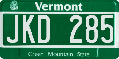 VT license plate JKD285