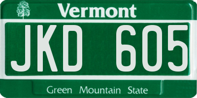 VT license plate JKD605