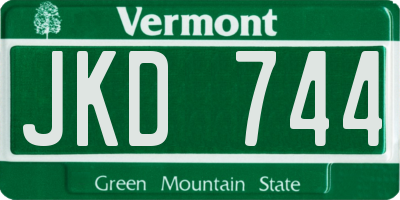 VT license plate JKD744