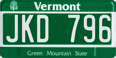 VT license plate JKD796