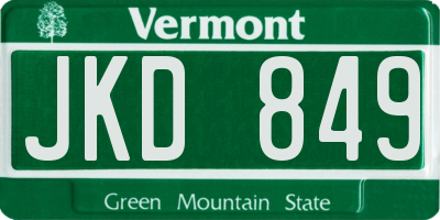 VT license plate JKD849