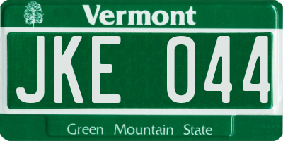 VT license plate JKE044