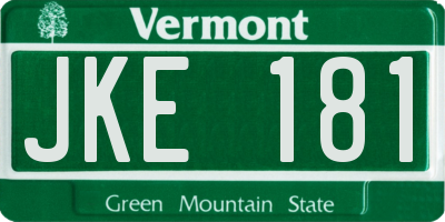 VT license plate JKE181