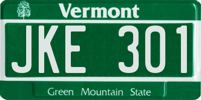 VT license plate JKE301