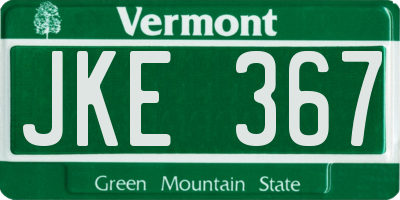 VT license plate JKE367