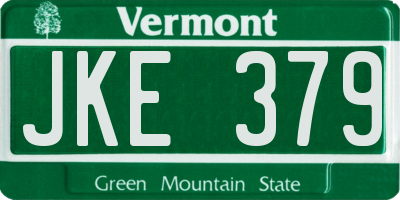 VT license plate JKE379