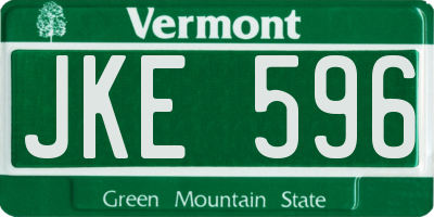 VT license plate JKE596