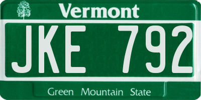 VT license plate JKE792