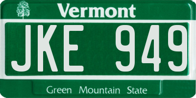 VT license plate JKE949