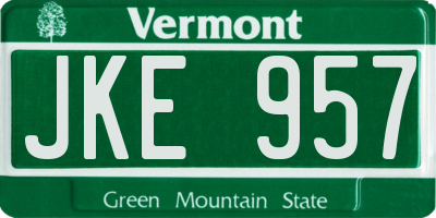 VT license plate JKE957