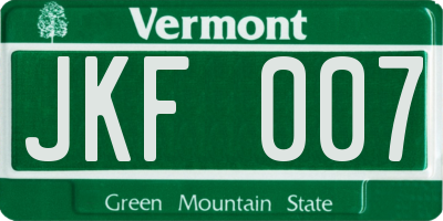 VT license plate JKF007