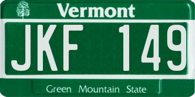 VT license plate JKF149
