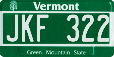 VT license plate JKF322