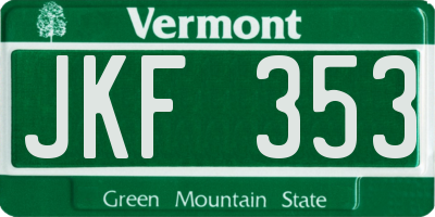 VT license plate JKF353