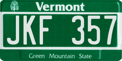 VT license plate JKF357