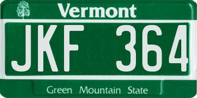 VT license plate JKF364