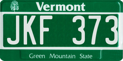 VT license plate JKF373