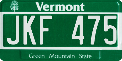 VT license plate JKF475