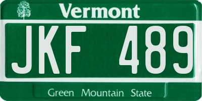 VT license plate JKF489