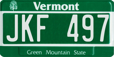 VT license plate JKF497