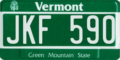 VT license plate JKF590