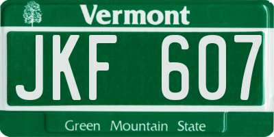 VT license plate JKF607