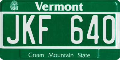 VT license plate JKF640