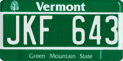 VT license plate JKF643