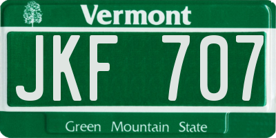 VT license plate JKF707