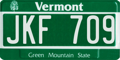 VT license plate JKF709