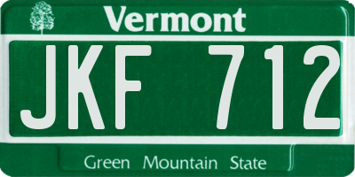 VT license plate JKF712