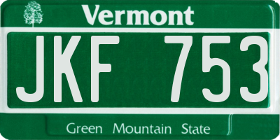 VT license plate JKF753