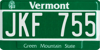VT license plate JKF755