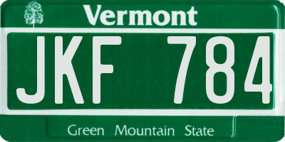 VT license plate JKF784