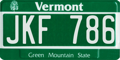 VT license plate JKF786