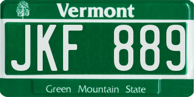 VT license plate JKF889
