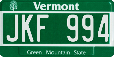 VT license plate JKF994