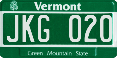 VT license plate JKG020