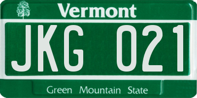 VT license plate JKG021