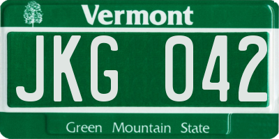 VT license plate JKG042