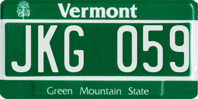 VT license plate JKG059