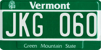 VT license plate JKG060